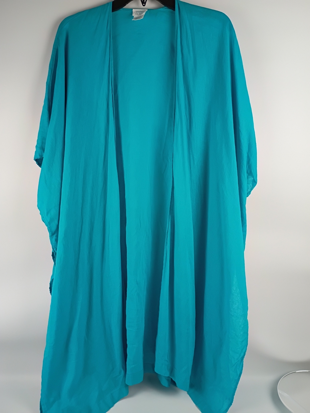 Sigrid Olsen Teal Open-Front Draped Kimono Great For The Beach